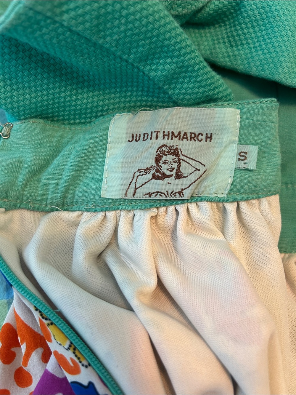 Judith March Mint Green Top with Multicolor Tile-Print Skirt - Picture 3 of 3